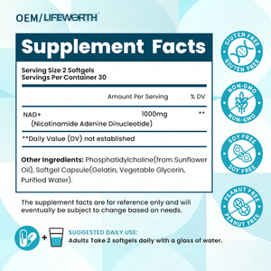 Kapsul Lifeworth NAD+ Liposomal Resveratrol, Pendukung Antioksidan untuk Kesehatan Seluler, Stamina, Penuaan Sehat, Bersertifikasi HACCP GMP - Product Image 6