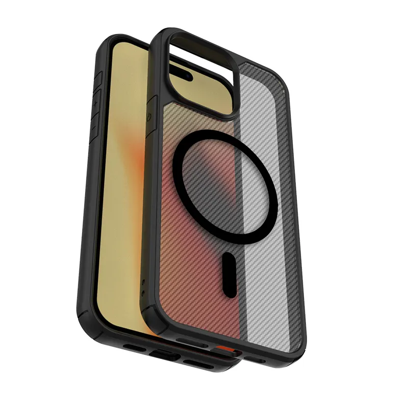 Nueva funda de teléfono de fibra de carbono para iPhone 15 cubierta móvil de venta superior magnética para iPhone15 Pro