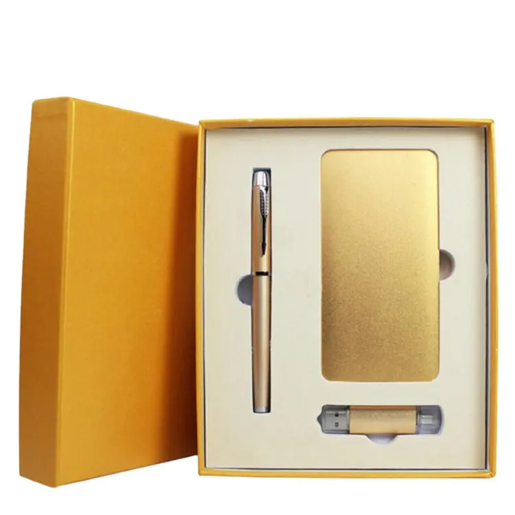 Idee Regalo uniche, Golden Regali Aziendali Set, Set Regalo di Affari con la Banca di Potere/OTG USB Flash Drive/Penna Del Metallo