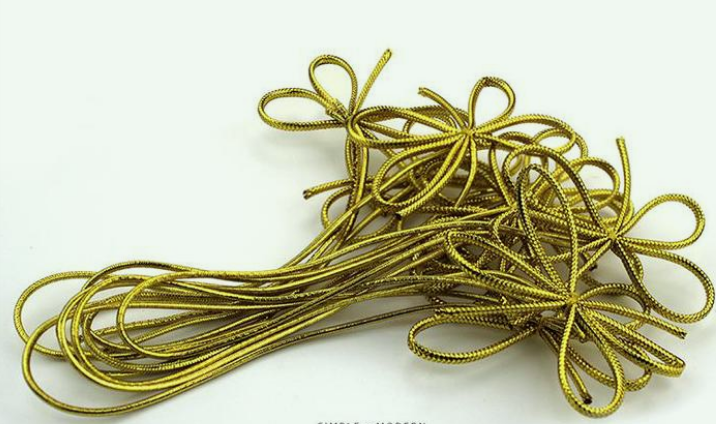 Arco de banda elástica de oro brillante personalizado de fábrica para envolver caja de regalo 6 pulgadas 1,5mm 2mm caja de regalo lazo elástico - Product Image 5