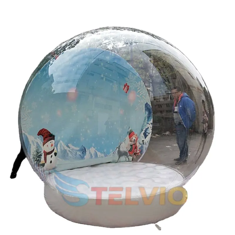 Boule à neige géante gonflable de Noël Boule à neige gonflable Tente de cabine photo Boules à neige de Noël pour publicité