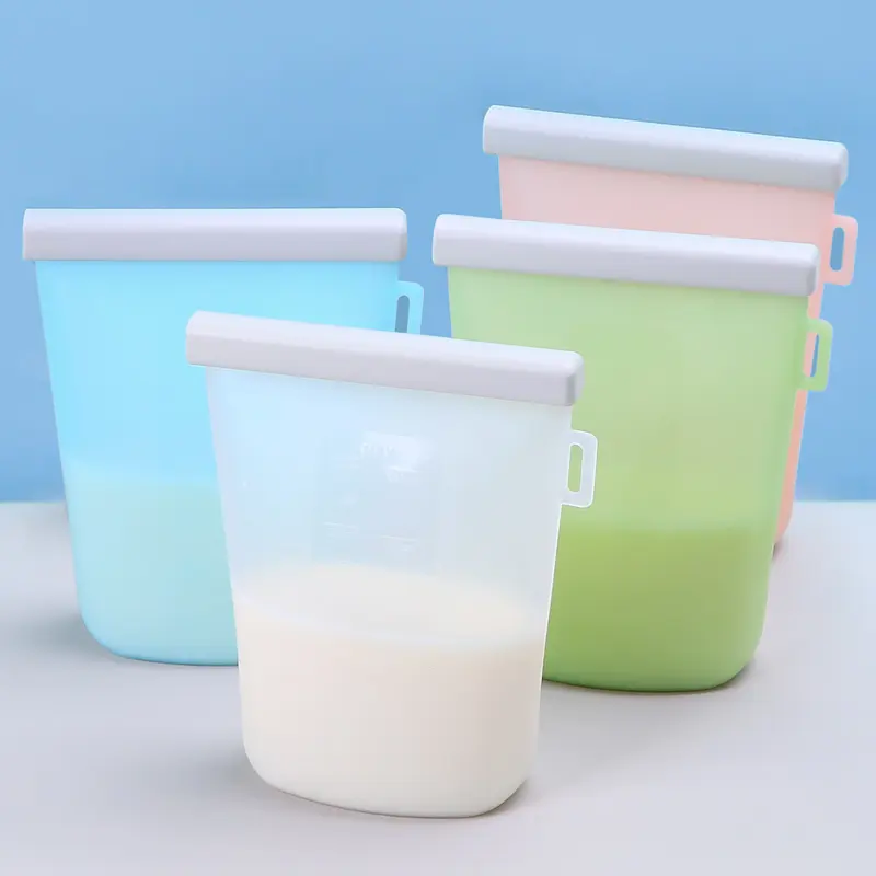 Sac de rangement réutilisable, 20 pièces, bon marché, qualité alimentaire, en silicone, pour congélateur, lait, fermeture