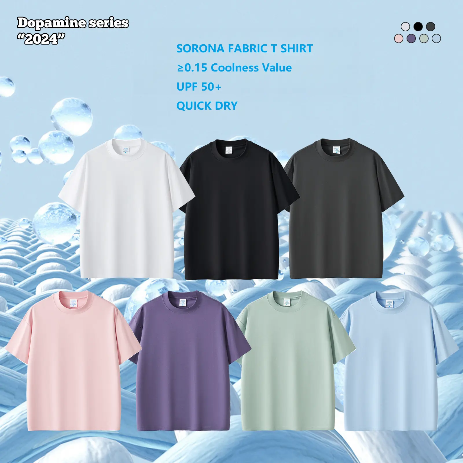 Sorona UPF 50 + 230 g/m² Cold Mint T-shirt hommes Anti-microbien Séchage rapide T-shirt surdimensionné unisexe streetwear T-shirts personnalisés