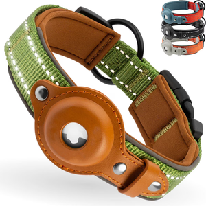Nuevo <span class=keywords><strong>Collar</strong></span> táctico de cuero para perros medianos y grandes, conjunto de posicionamiento Airtag de poliéster duradero, estampado de estilo Simple - Product Image 3