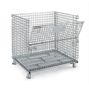 Gran oferta, caja de jaulas de malla de alambre apilable para almacenamiento, contenedor de almacenamiento plegable de acero plegable, contenedor plegable de metal - Product Image 1