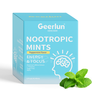 OEM đường miễn phí năng lượng L-theanine bạc hà bổ sung vitamin B6 B12 nootropic năng lượng và tập trung nhai kẹo cao su - Product Image 1