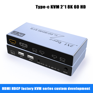 Manufacturer Wholesale 2X1 8K TYPE-C to DP TYPE-C to <strong>HDMI</strong> KVM <strong>Switch</strong> - Product Image 2
