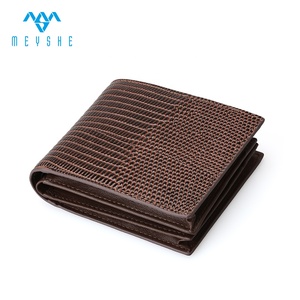 Fábrica personalizada lagarto marrón oscuro cuero genuino RFID bloqueo único monedero tarjetero para hombres - Product Image 3