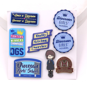 Özel emaye Pin Logo ekibi pin kampüs rozeti kombinasyonu rozeti damla yapıştırıcı UV baskı okul pin - Product Image 1