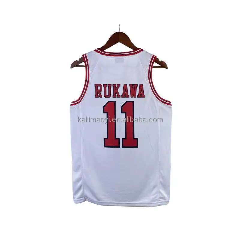 Anime japonés Slam Dunk maestro serie Sakuragi Hanamichi Kaede Rukawa jersey de alta calidad transpirable camisetas de baloncesto