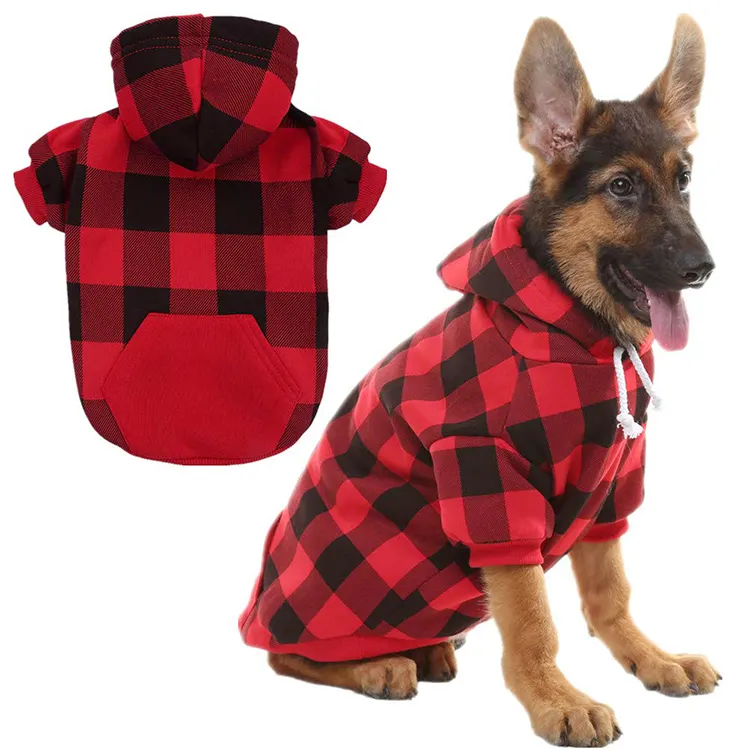 De moda gran mascota abrigo a cuadros de algodón de invierno ropa de perro de tela