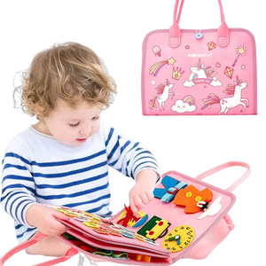 מתנה לתינוק 8 עמודים unicorn עסוק ספר חושי צעצוע בגיל הרך למידה ופיתוח מיומנויות מוטוריות מושלמת לוח