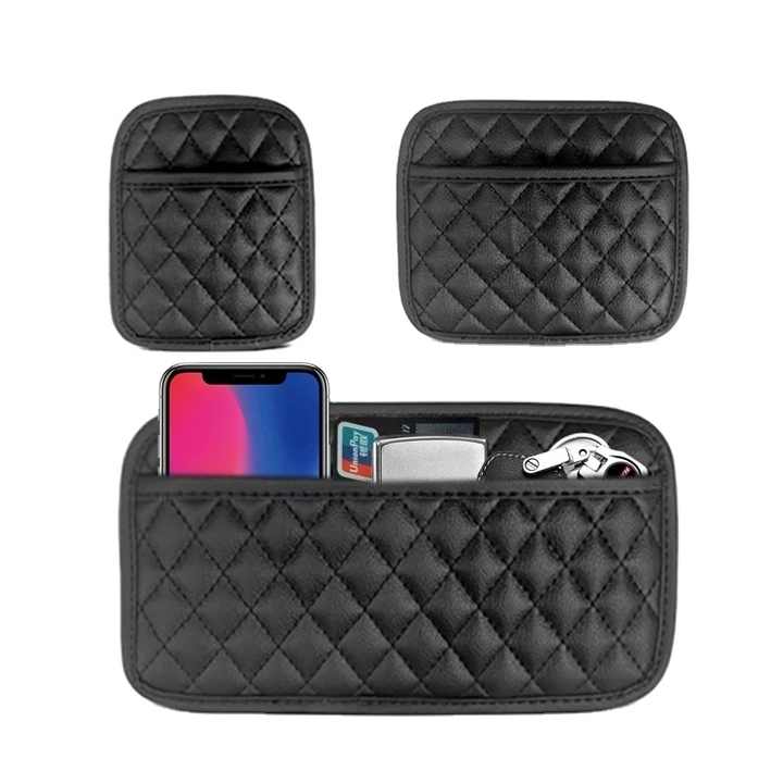 PU Leather Car Storage Pocket Seat Back/Door/Center Console Organizer for Small Stuff Car Storage Bag Universal for All Vehicles