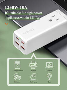 LDNIO-regleta de alimentación de escritorio SU1441, 2500W, con USB, 4 puertos, alta potencia, 65W, PD, QC3.0, carga rápida, enchufes eléctricos tipo EE. UU. - Product Image 2