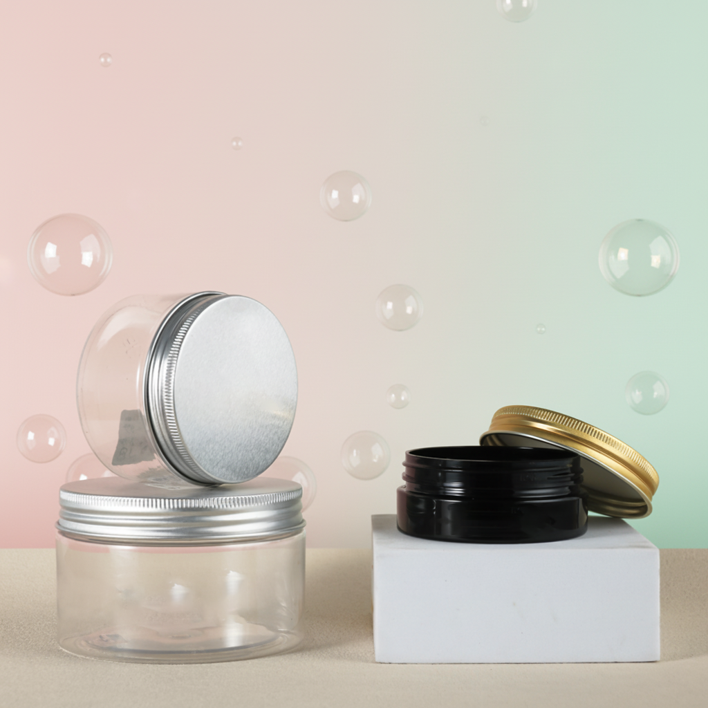 Clear jar with gold Aluminum lid