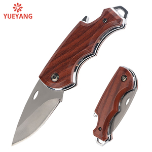Yueyang <span class=keywords><strong>Mini</strong></span> Pocket dao cắm trại ngoài trời Keychain gấp dao gỗ xử lý 3Cr13 thép không gỉ mở chai DIY Survival - Product Image 1
