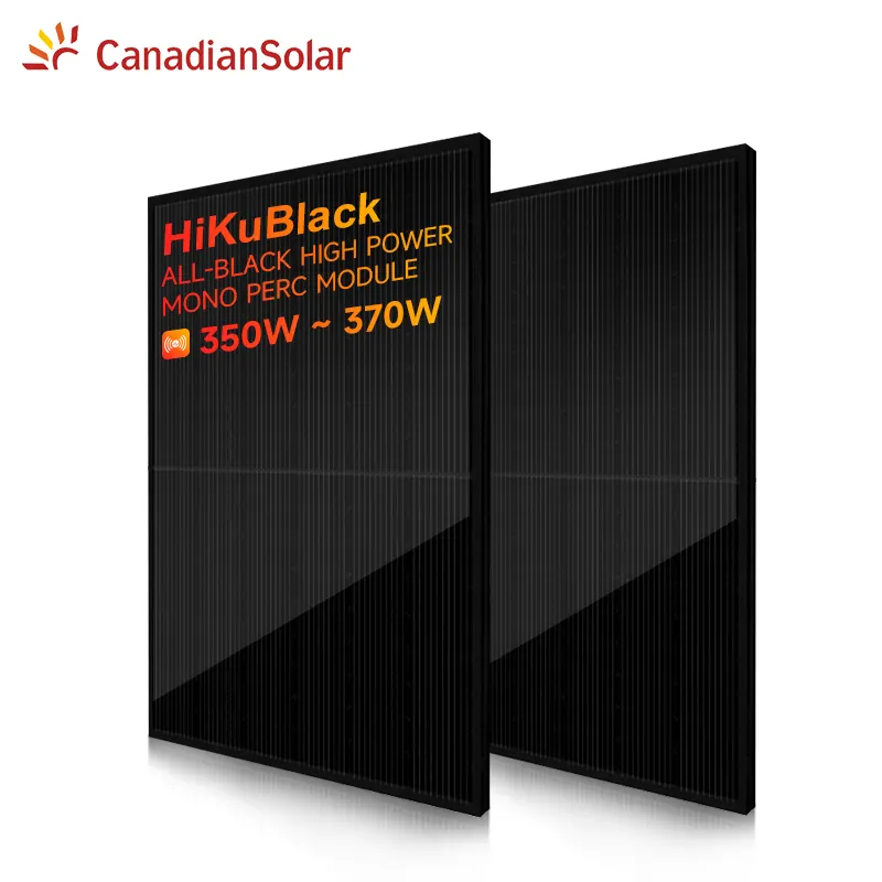 HiKuBlack ทั้งหมดสีดำโมโน PERC โมดูล350วัตต์355วัตต์360วัตต์365วัตต์370วัตต์ราคาถูกแผงเซลล์แสงอาทิตย์จีน