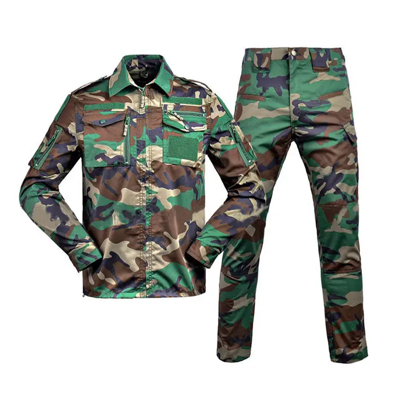 Celana kargo seragam pria, pakaian latihan tempur Airsoft seragam kamuflase taktis pria