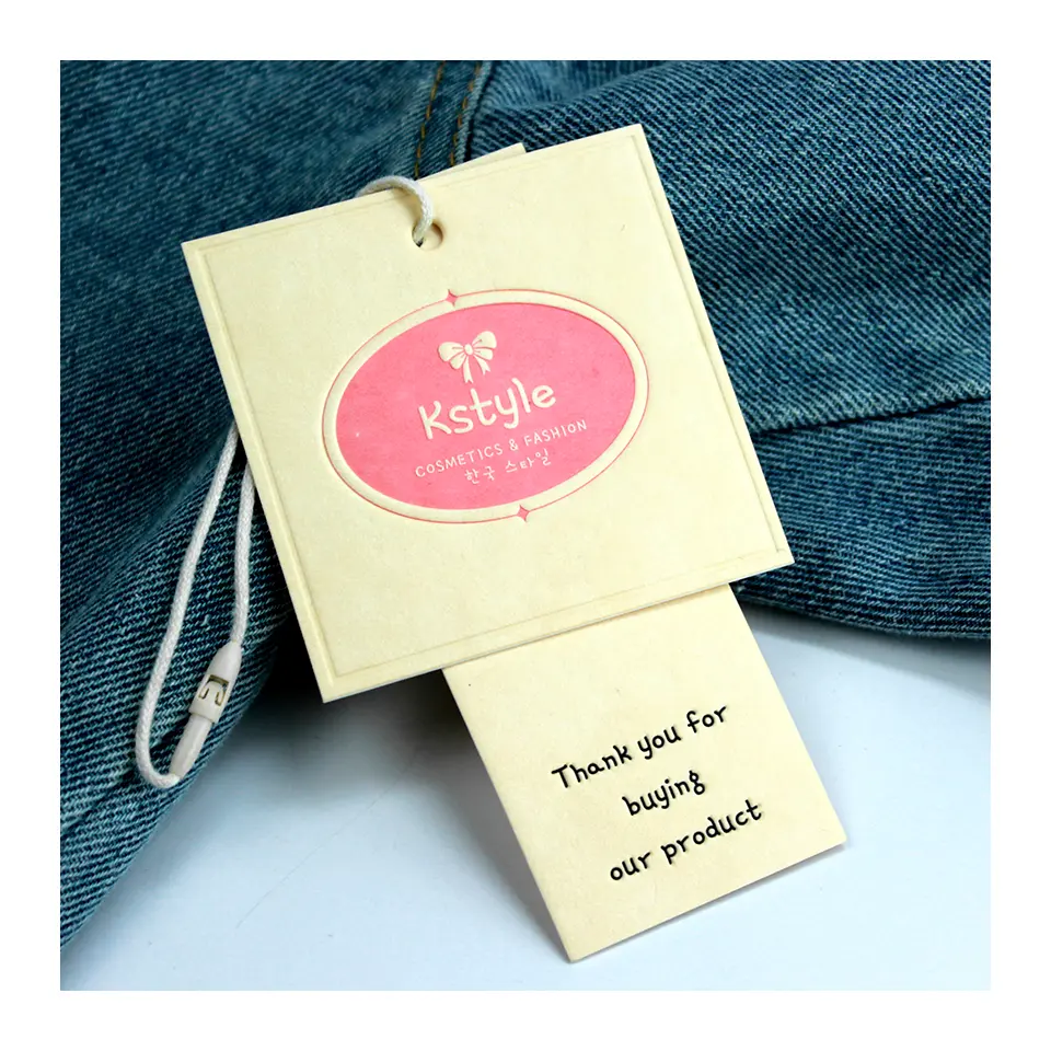 Etiquetas colgantes de ropa con LOGOTIPO en relieve personalizado de colores Morandi, sitio web impreso o código QR, etiqueta cuadrada de doble capa para ropa