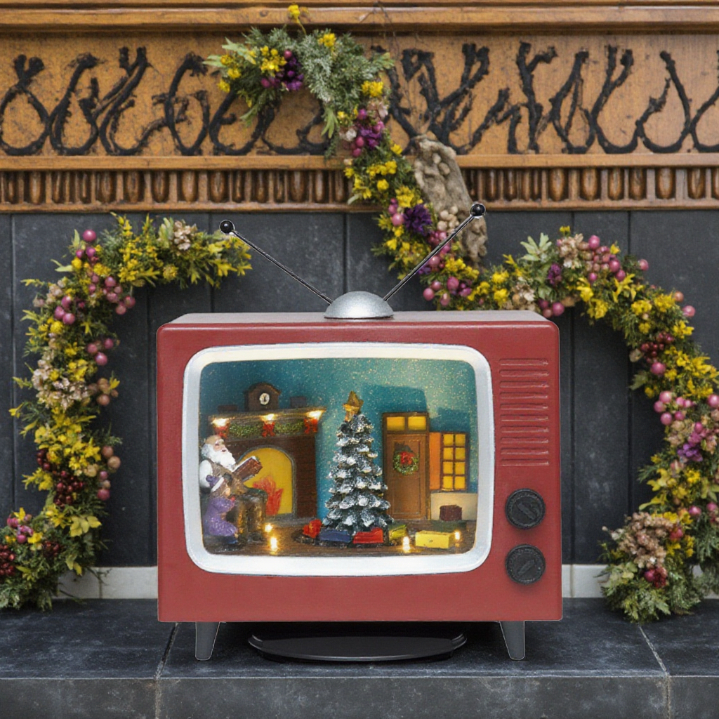 Ensemble TV de Noël avec lumière LED