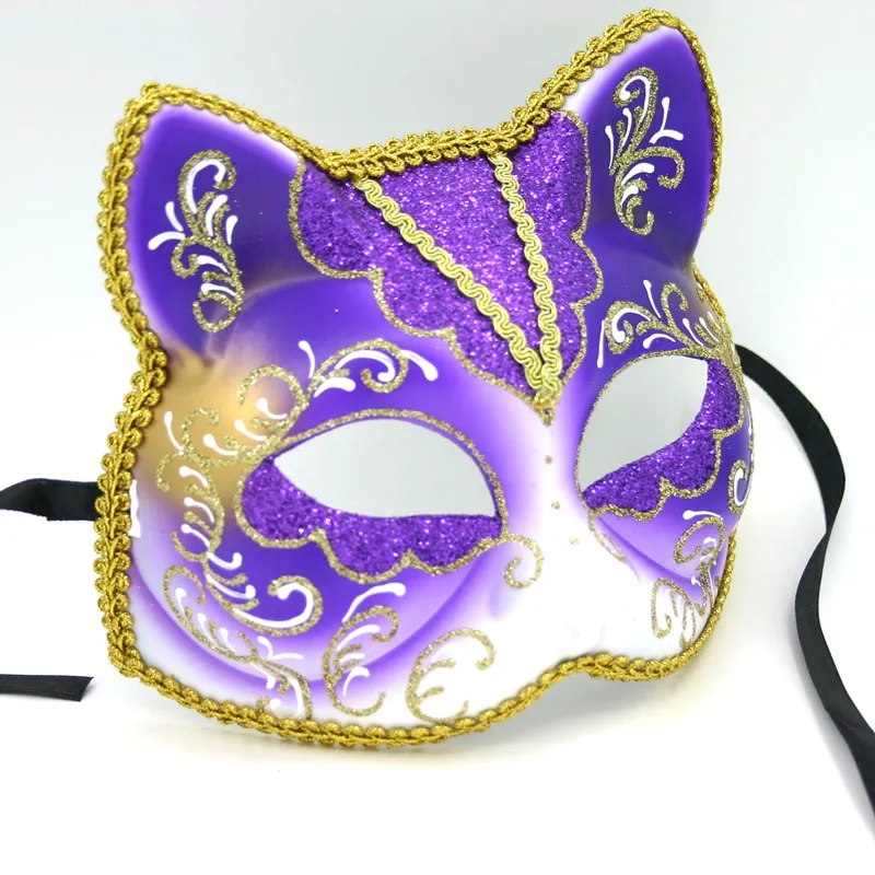 Hochwertige handgemachte original venezia nische lila Italien Katze Maskerade Karneval Party Maske