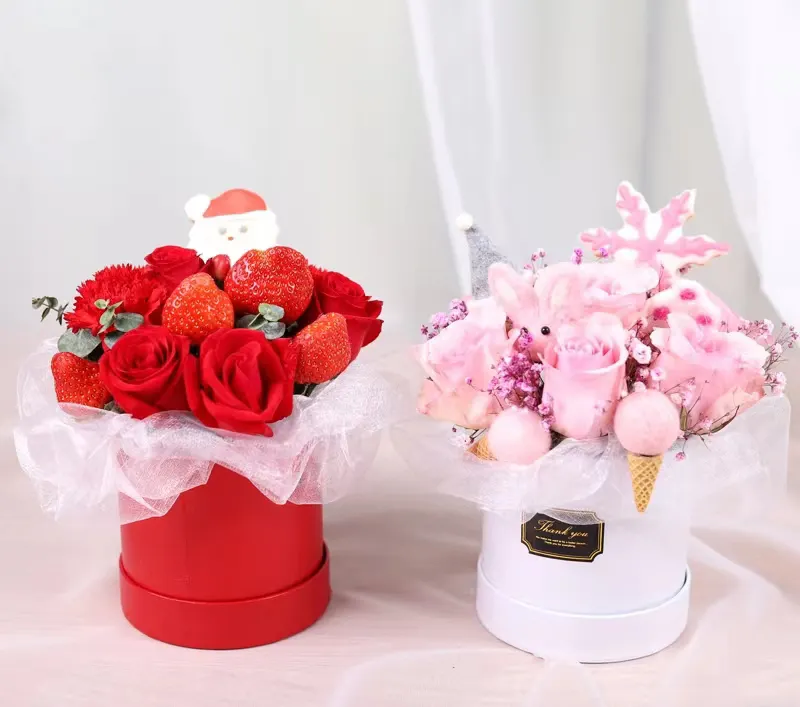 Boîtes d'emballage de fleurs rondes en carton personnalisées pour cadeaux de mariage, boîtes pour les arrangements floraux, vente en gros