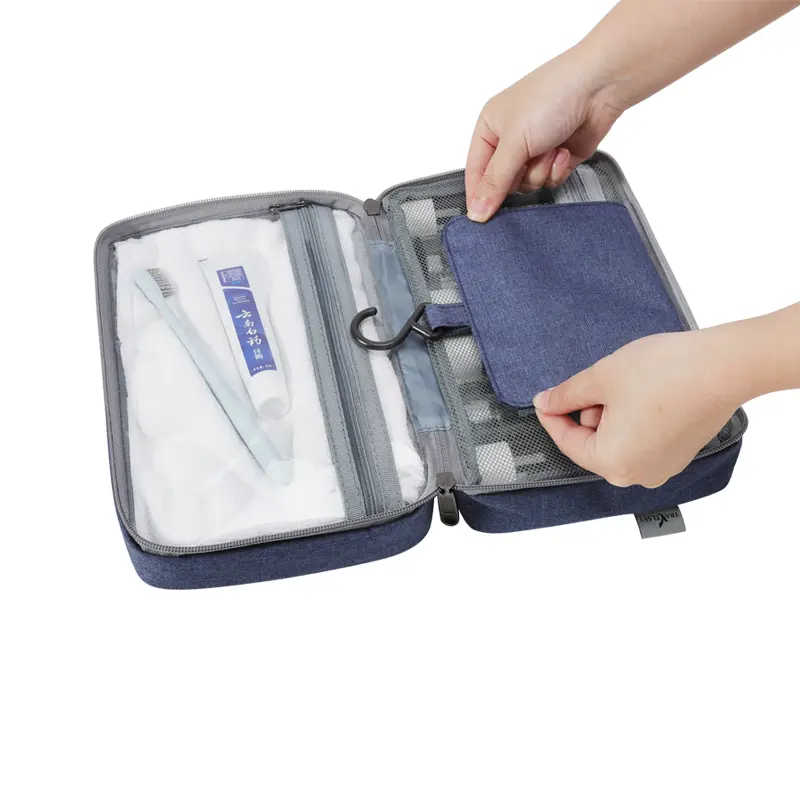 प्रचार शीर्ष गुणवत्ता थोक बड़ी क्षमता यात्रा कॉस्मेटिक बैग पॉलिएस्टर शौचालय धोने बैग