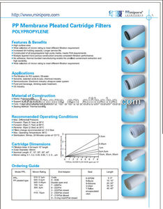 Pp membran 5 inç su filtreleri 0.2 mikron pileli pp membran su filtresi için kartuş filtreleri 0.1/0.2 mikron - Product Image 5