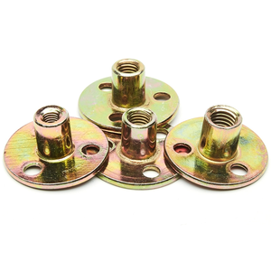 M10 Brad lỗ TEE <span class=keywords><strong>Nut</strong></span> với ba lỗ sắt thép carbon tròn cơ sở t Hạt đồ nội thất phần cứng mặt bích chèn nữ chủ đề - Product Image 6