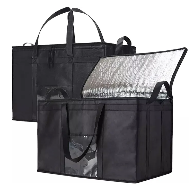 اضافية كبيرة الثقيلة معزول قابلة لإعادة الاستخدام البقالة الحرارية حقيبة تسوق حقيبة للحفاظ على البرودة معزول حمل حقيبة مع سحاب