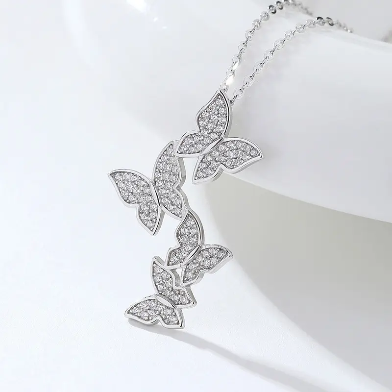 S925 Silber Fantasy Schmetterling Halskette Weiblich Sterling Design Anhänger Schlüsselbein Kette Frauen Schmuck Stern Geschenk Mode feines Juwel