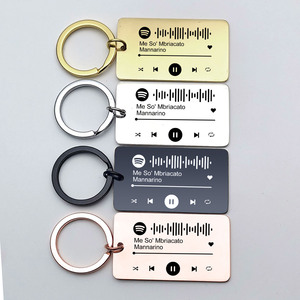 金属キーホルダー工場卸売カスタム音楽プラークキーリング長方形曲キーリングコードスキャンステンレス鋼キーホルダー歌詞 - Product Image 3