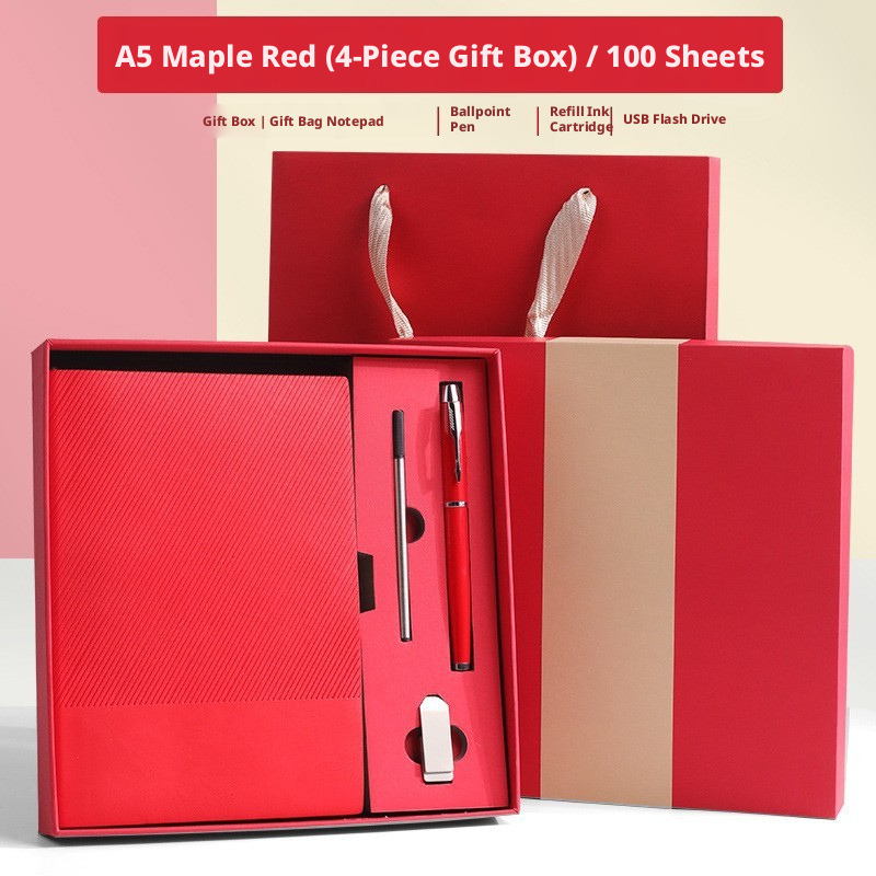 Vintage red + signature pen + USB drive + gift box