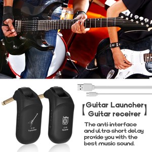 Sistema inalámbrico para guitarra eléctrica, transmisor y receptor con batería recargable integrada, UHF - Product Image 2