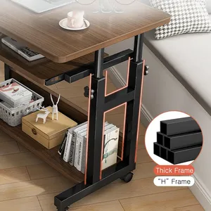 Escritorio de ordenador de estudio de cabecera grande con capacidad de elevación con ruedas mesa extraíble y estante de almacenamiento inferior - Product Image 6