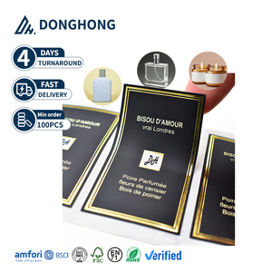 ขวดเทียนสี่เหลี่ยมสำหรับขวดน้ำหอมสติกเกอร์ลามิเนตสีดำด้านพิมพ์โลโก้ที่กำหนดเองกันน้ำได้ - Product Image 1
