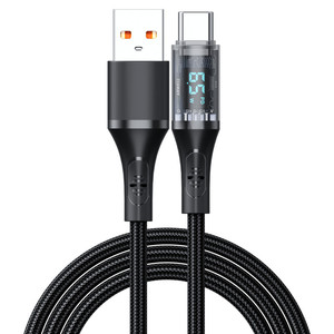 Trend ürün 65W kalın naylon örgülü veri kablosu A-C Port LED ekran akıllı telefon için hızlı şarj kablosu 1.2m - Product Image 3