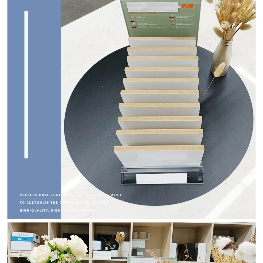 High Quality Factory Retail Acrylic Stone Wooden Mdf Counter Top Display Board For Showroom Tile Marble Sample Tabletop Rack