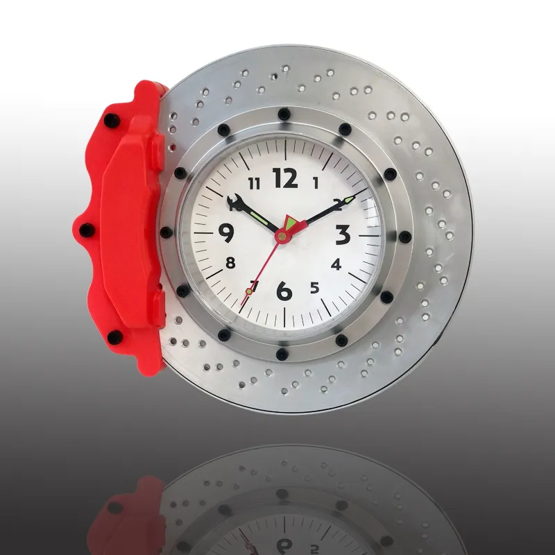 Venta al por Mayor moderno de decoración de cuarzo rojo electrónico personalizado de disco de freno de coche Reloj de pared