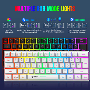 HXSJ L500 Compact 60% RGB Membran tastatur mit Hintergrund beleuchtung Neues Design 3-Modus-ABS Wiederauf ladbar 2000mAh Typ C für den Einsatz im Gaming-Büro