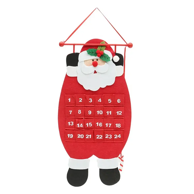 Calendario de Adviento de Año Nuevo, decoración navideña de Papá Noel, patrón de fieltro