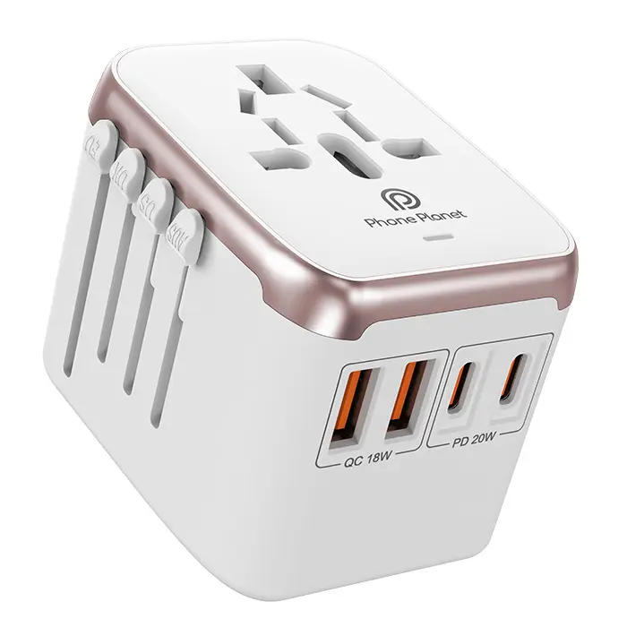 Planet telepon penjualan terbaik soket steker listrik USB Tipe c 20w 4 port ekstensi daya dunia universal travel adapter