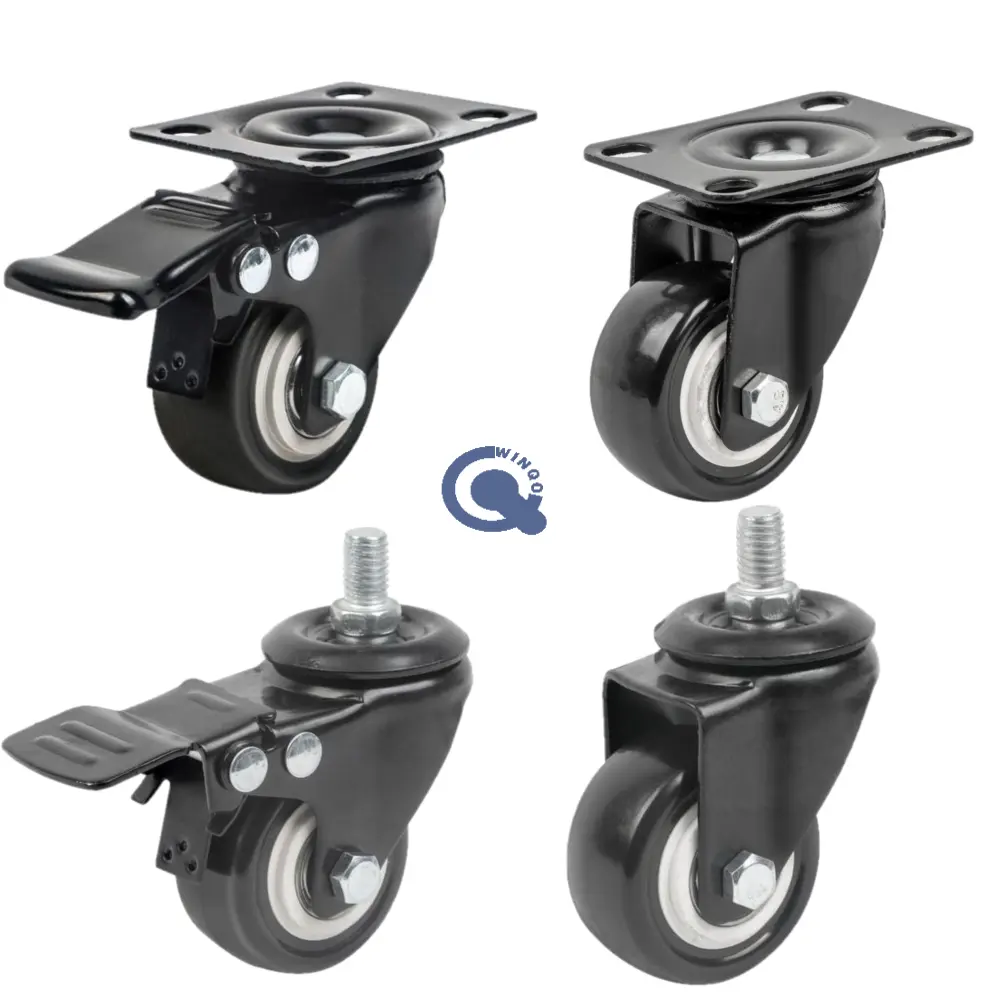 40 - 125mm Small Furniture Sofa Bed Casters Wheels with Threaded Stem Plate Castor Wheels