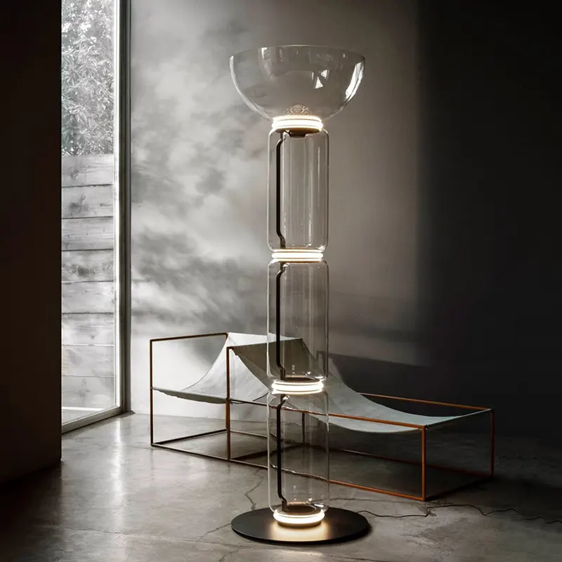 Lámpara de pie con forma de lata decorativa para dormitorio, luz led minimalista para sombra de vidrio, L5102