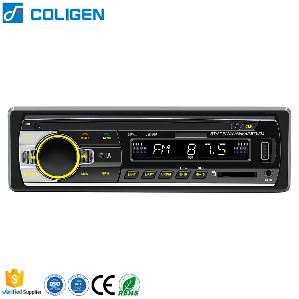 Sıcak satış evrensel otomobil radyosu 7 renkler 12V 24V araba ses Mp3 oynatıcı 1 tek Din BT USB ile SD AUX FM araba radyo çalar