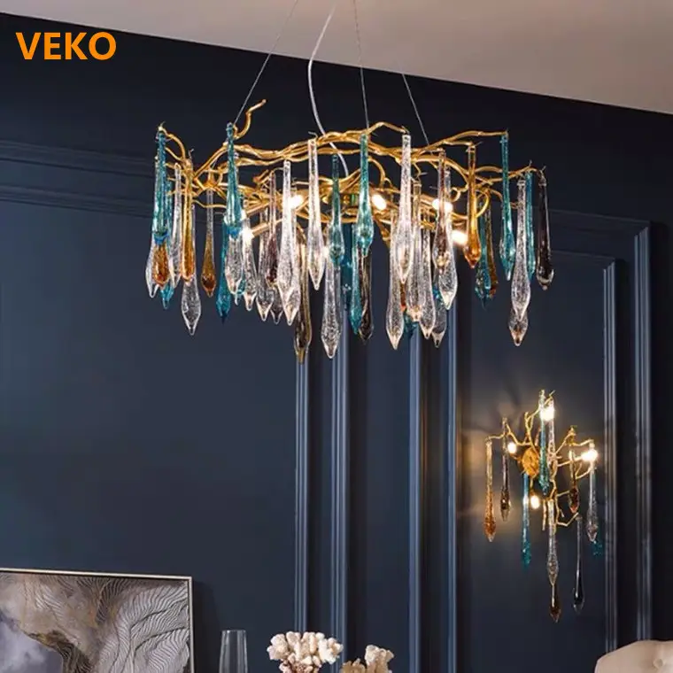 Синяя люстра VEKO, современная люстра с подсветкой для кухни, спальни, прикроватной тумбочки, роскошная люстра
