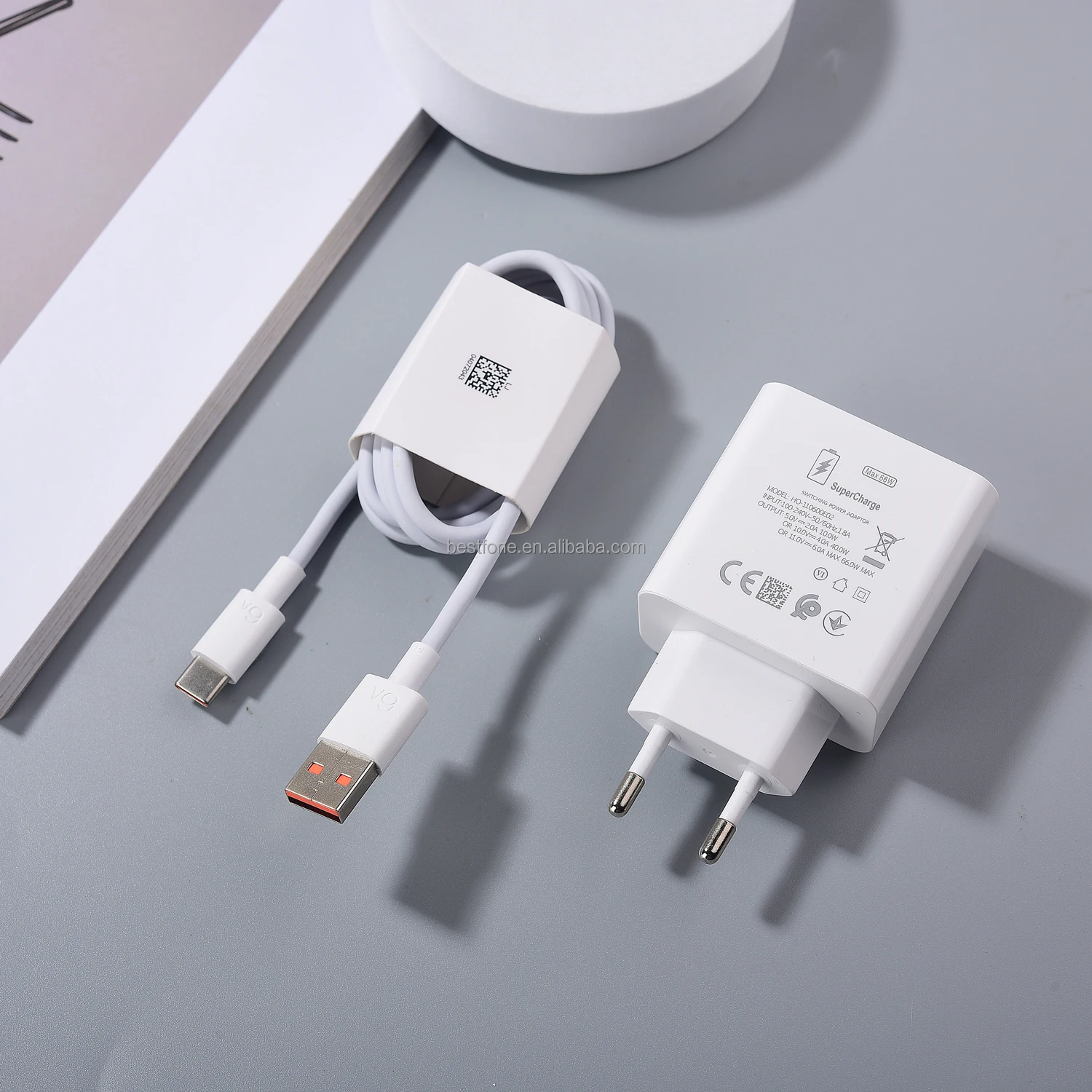 Cargador UE de 66W + Cable Blanco