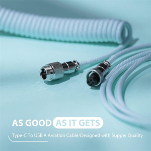2024 Unique Macaron Coiled USB C <strong>Keyboard</strong> Cable Nylon Jacket <strong>Type</strong>-C Connectors for Gaming Mechanical <strong>Keyboard</strong> Wire - Product Image 3