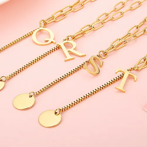 Gargantilla de acero inoxidable con letras chapadas en oro de 18k para mujer, de diseñador, 2022
