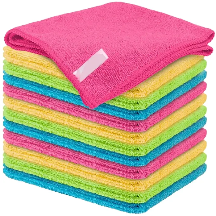 Hoge Kwaliteit Microfiber Auto Wassen Handdoek Milieuvriendelijk Schoonmaakdoek Voor Voertuigen In Groen Rood Verpakt Opp Zak Doos